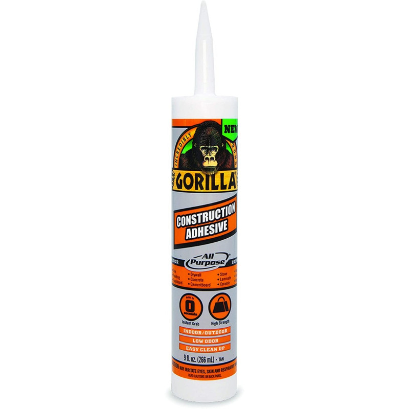 Gorilla Construction Adhesive, 9 Ounce Cartridge, White HM0631