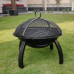 BKR® Premium Quality Round Firepit with Skewers for Barbecuing Outdoor 58 x 58 x 33 cm, 18.5kg weight without Wheel High- Temperature Powder Coated and Rust Free Material with 5years Warranty| HM0634