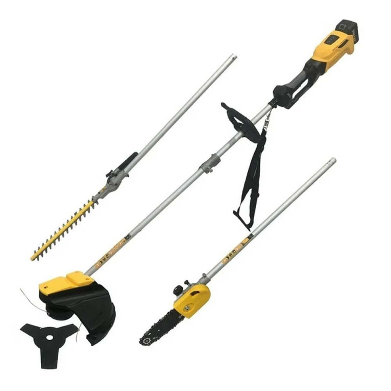 BKR 4-in-1 Multi-Function Brush Cutter: Cordless Trimmer, Chainsaw, Edger - Electric Garden Tool with String Trimmer and 3-Tooth Blade, 20V Cordless, LG1044