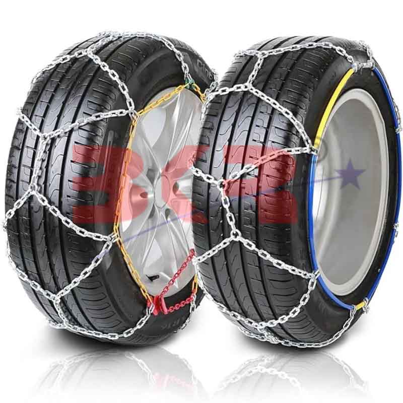 BKR Snow Chain 1 pair (2pc in each pair) Carbon Steel 12mm for Altroz, Swift, Dzire, Etios, Ritz, I10, Celerio, Wagon R also for 13" 14" & 15" Tyres- FREE 2 bungee ropes with 1pair of gloves CA0076/KN60