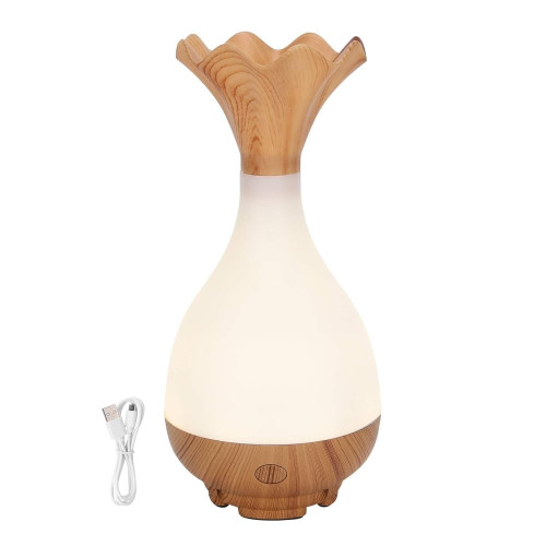 BKR® Jade Bottle Aroma Diffuser Vase – 95ML Humidifier with LED Lamp & Wooden Pattern – HM0433 