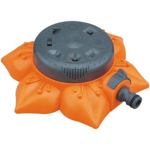 BKR 8-Function Garden Lawn Sprinkler with Water Flow Switch and Spray Nozzle for Efficient Plant Watering and Irrigation - Durable and Easy-to-Use Garden Tool (Orange)- LG0090