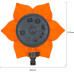BKR 8-Function Garden Lawn Sprinkler with Water Flow Switch and Spray Nozzle for Efficient Plant Watering and Irrigation - Durable and Easy-to-Use Garden Tool (Orange)- LG0090