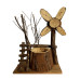 BKR® Wooden Windmill Showpiece Stand – Unique Flower Pot Pen Stand for Home Office Decor and Gift for Garden Lovers LG0675