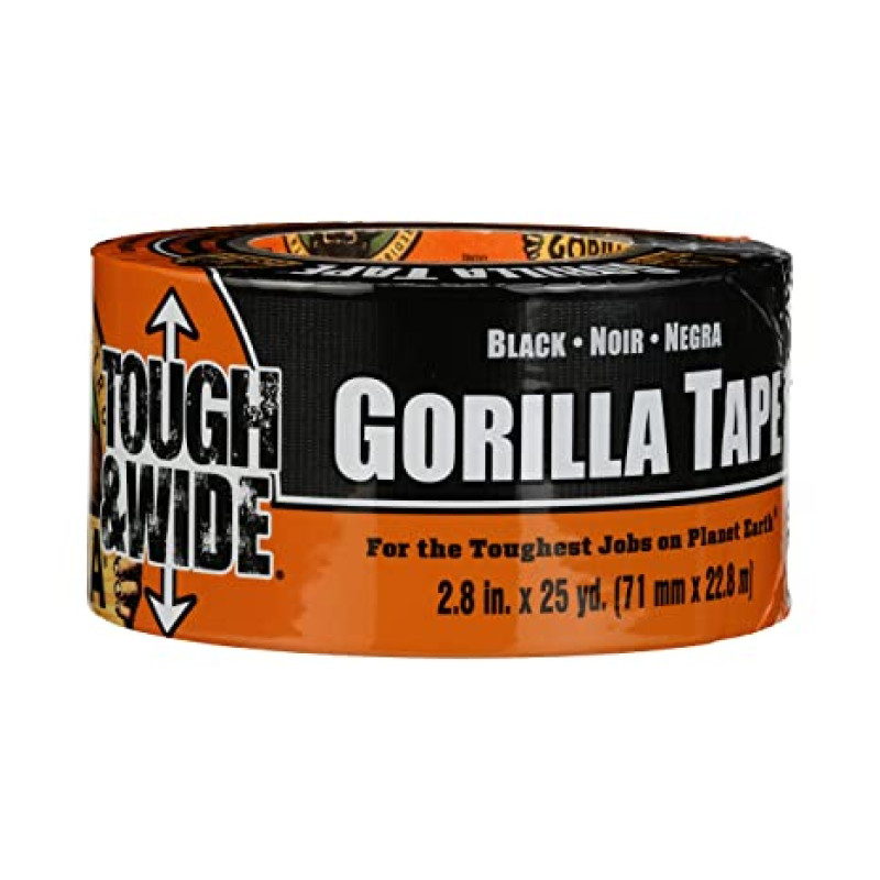 Gorilla Tough & Wide Duct Tape, 2.88" x 25yd, Black