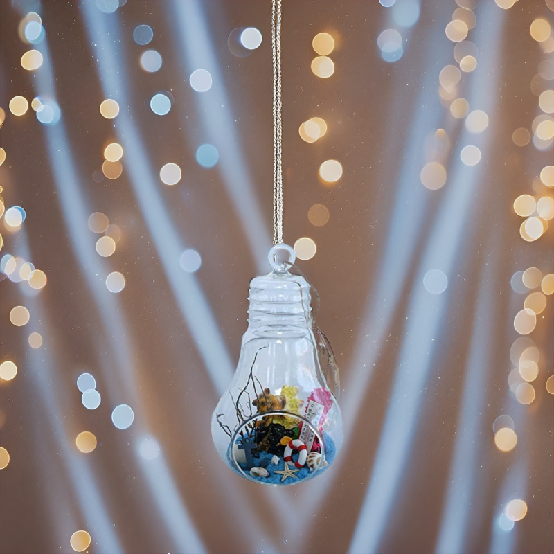 Christmas Wish Balls Bulb Design – Glass Hanging Terrarium Ornament for Home Décor & Festive Celebrations - HM0425
