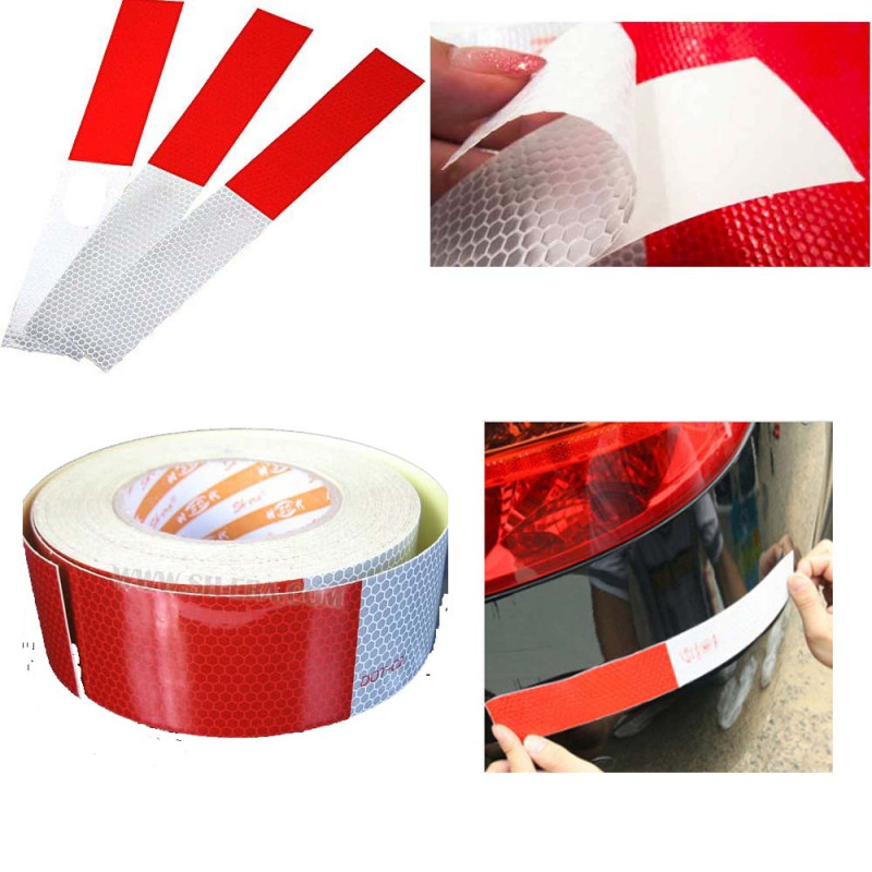 BKR® 2 Inch X 50m Red/White Reflective Tape For Vehicles - CA0019