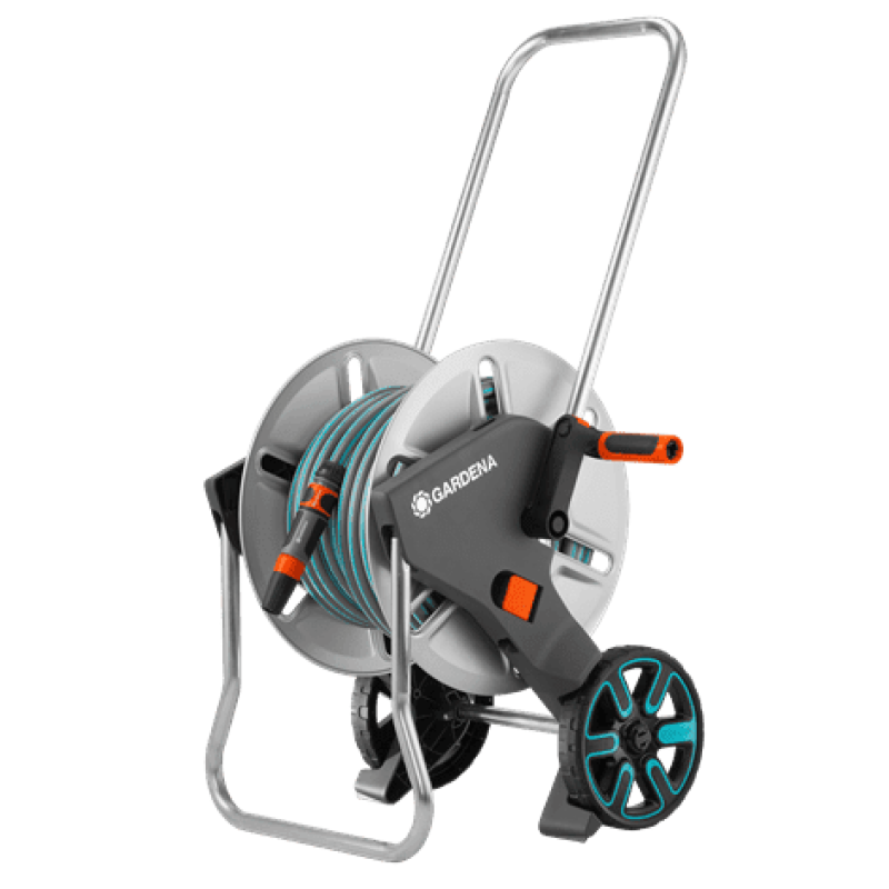 GARDENA 18542-20 Metal Storage Saving Frost Proof M Hose Reel Set