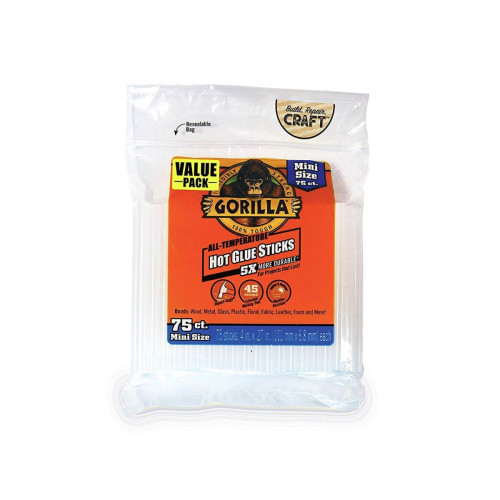 Gorilla Hot Glue Sticks 4 inches Mini 75 Count - HM0548