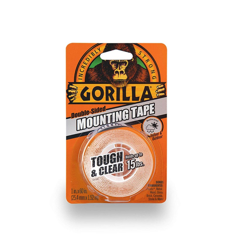 Gorilla Tough & Clear Mounting Tape  Double-Sided 1 Inch x 60 In