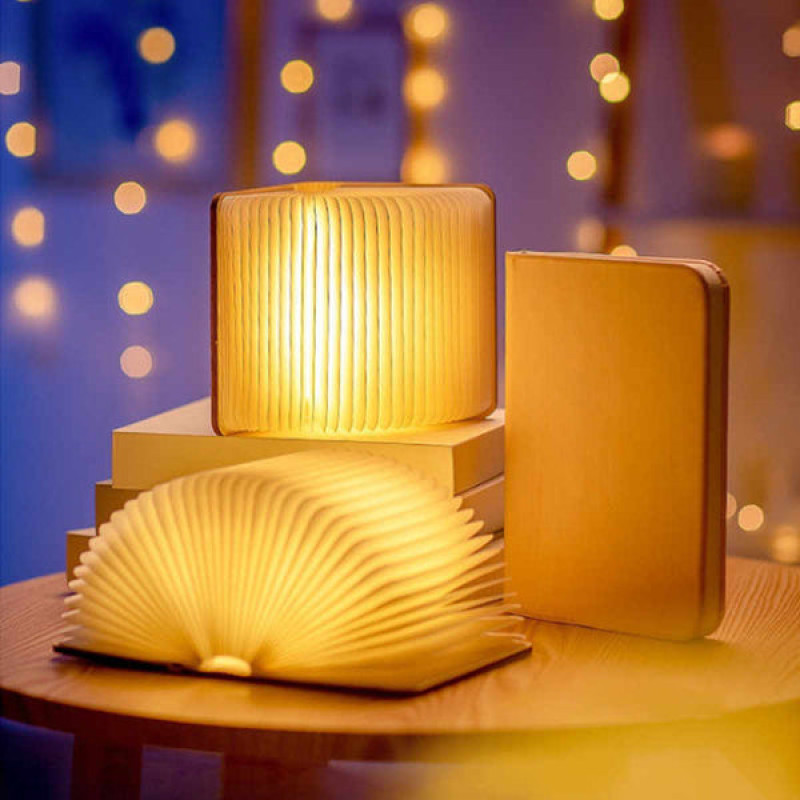 BKR Night Time Elegance Rechargeable LED Book Night Lamp | Brown | Unique Foldable Design | Magnetic Switch | Pack of 1 with USB Cable- HM0710