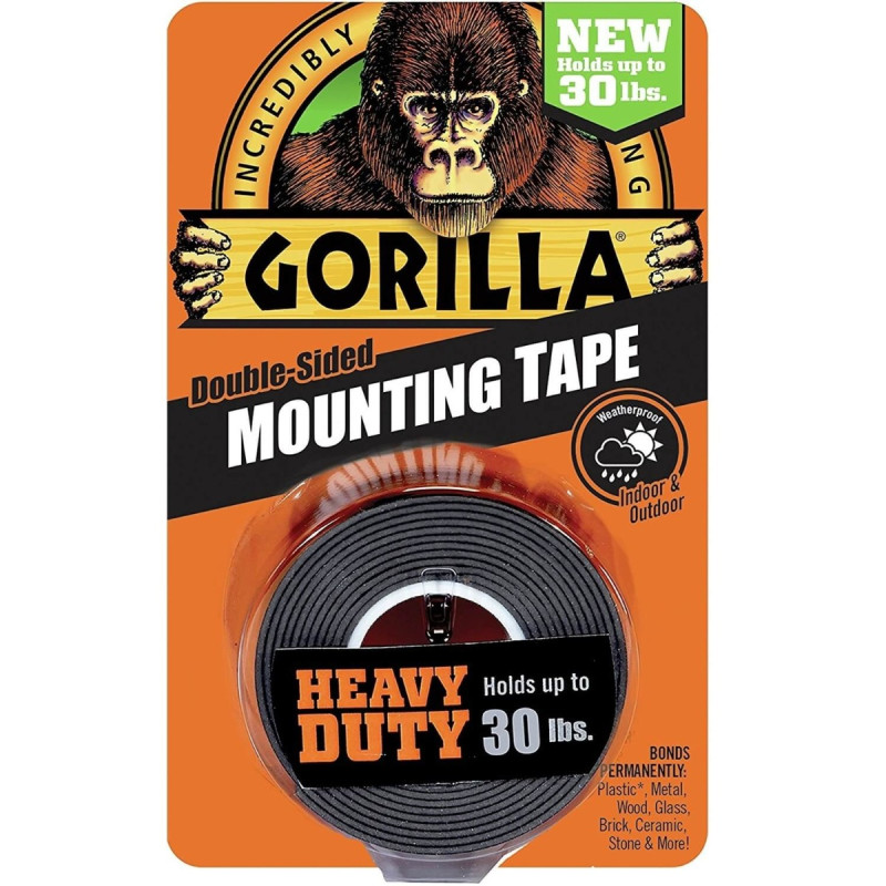 Gorilla Heavy Duty Mounting Tape, Double-Sided, Black - HM0378