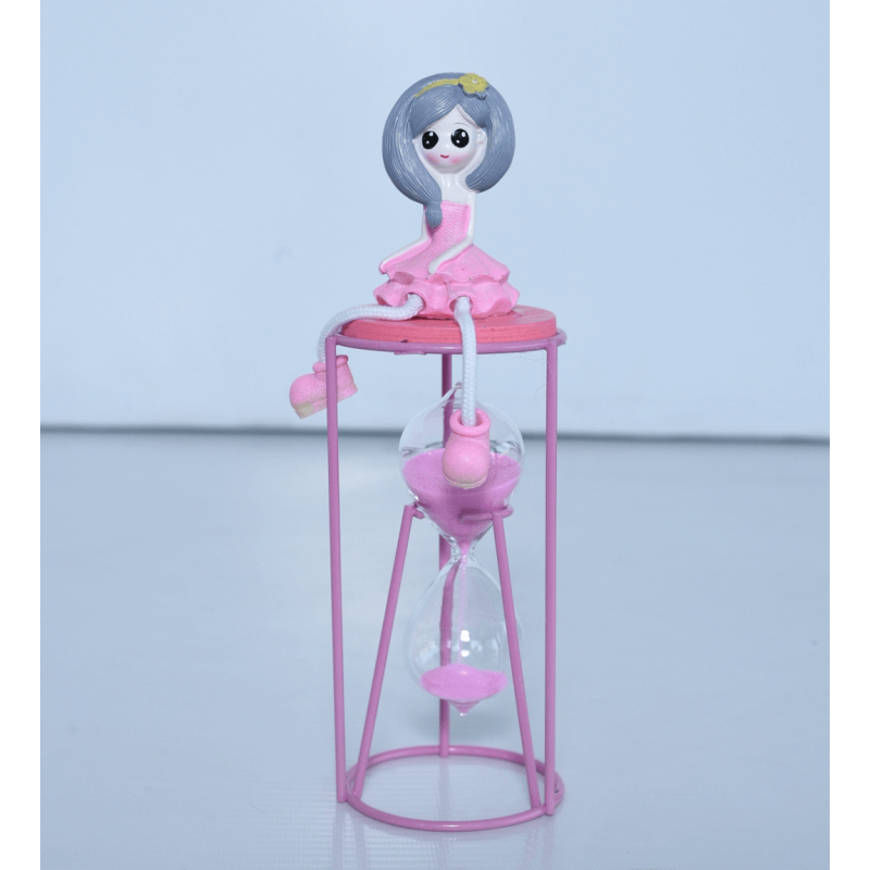 JAGAN HARDWARE Fabric Exclusive Home Decor Girl On Sand Timer Show Piece for Decoration, Multicolour, Standard - HM0420