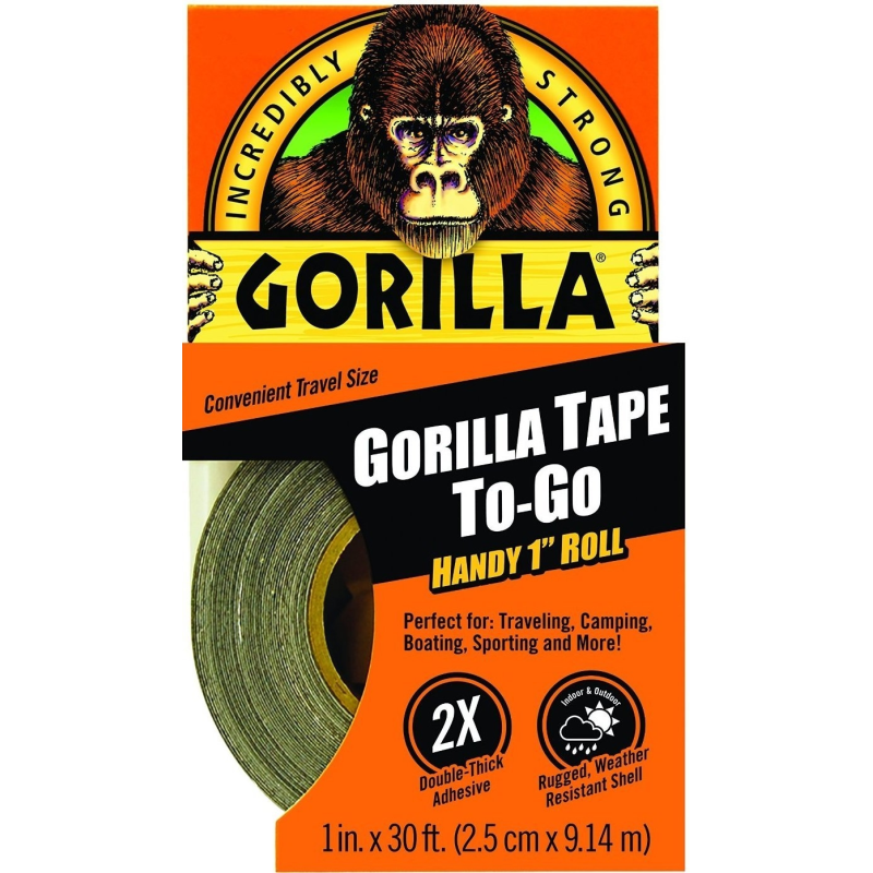 Gorilla Duct Tape To-Go, 1" x 30 ft, Black - HM0484