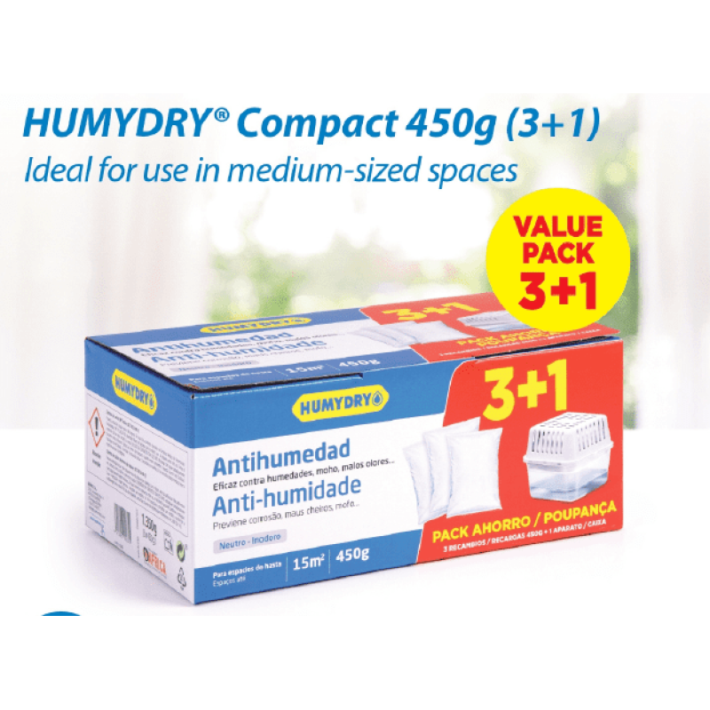 Humydry Moisture Absorber Compact 450g (3+1) Made In Spain HM0591 