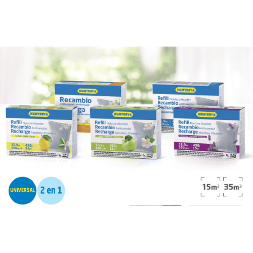 HUMYDRY Dehumidifier with Air Freshener Refill 450g Lavender Made in Spain  