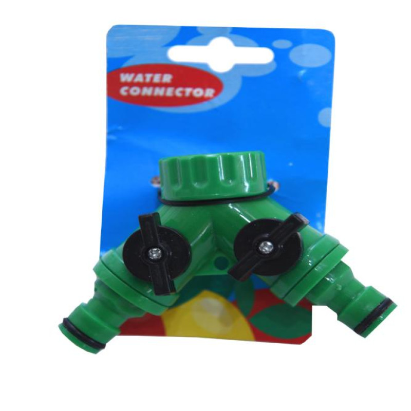 BKR Y Type 2 Way Connector 3/4 Inch Female Inlet Connect and 16 mm Male Outlet (Green)