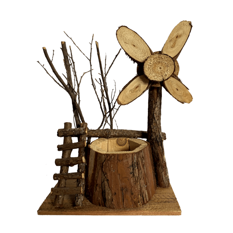 BKR® Wooden Windmill Showpiece Stand – Unique Flower Pot Pen Stand for Home Office Decor and Gift for Garden Lovers LG0675