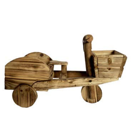 BKR® Wooden Wheel Barrow Pot Decorative Planter – Vintage Wooden Showpiece Flower Stand for Home Garden Office and Gifting – 50cm Elegant Rustic Plant Holder LG0670