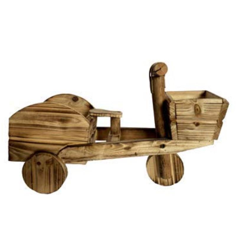 BKR® Wooden Wheel Barrow Pot Decorative Planter – Vintage Wooden Showpiece Flower Stand for Home Garden Office and Gifting – 50cm Elegant Rustic Plant Holder LG0670