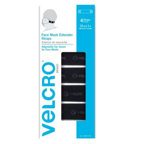 VELCRO® Brand Black Face Mask Extender Straps 30084 ( 12in x 1in, 4 Straps )
