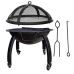 BKR® Premium Quality Round Firepit with Skewers for Barbecuing Outdoor 58 x 58 x 33 cm, 18.5kgs weight with Wheel | High-Temperature Powder Coating Rust-resistant Metal with 5 years Warranty| HM0637