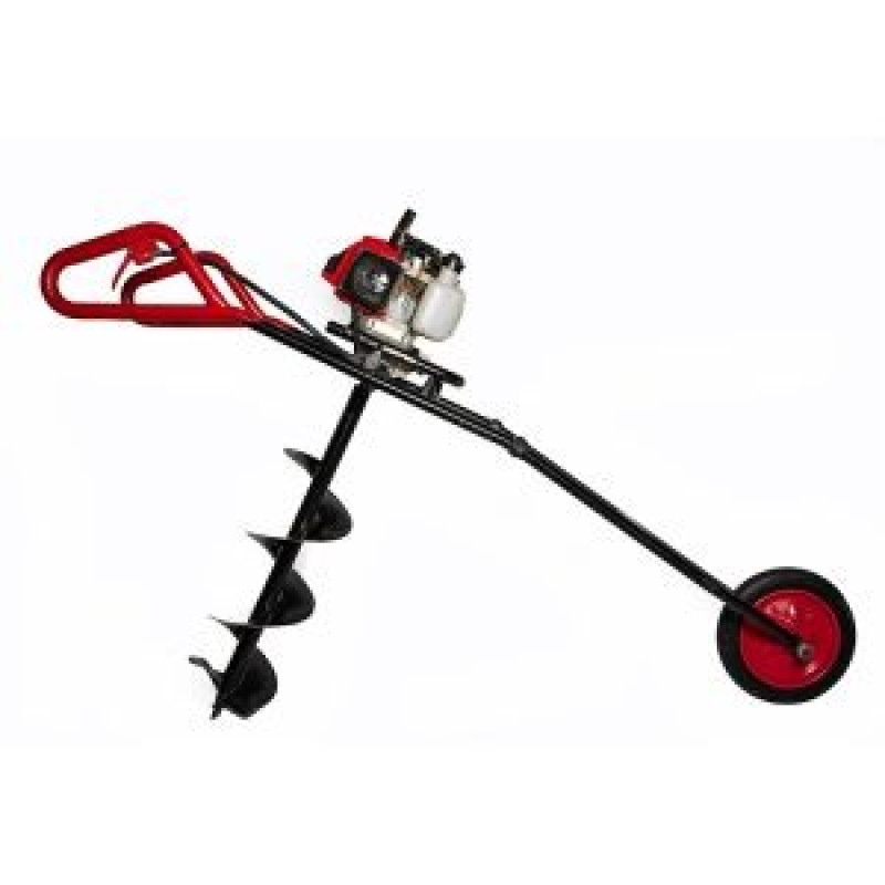 BKR® Earth Auger with 12 Inch Drill Bit Post Hole Digger 68cc Displacement | 3.5Hp 2 Stroke Air cooled Petrol Engine Perfect for Agriculture | Trolley type with wheel LG0682